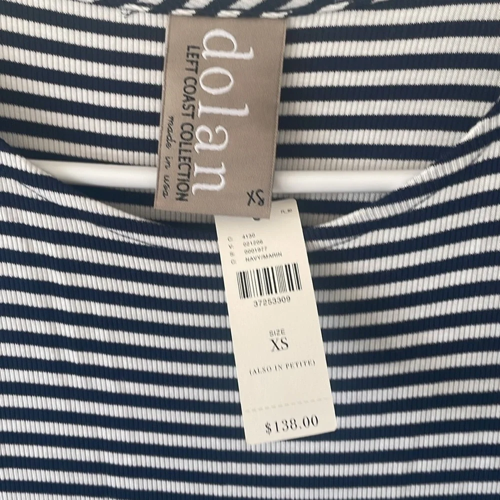 Dolan Mixed Stripe Long Sleeve Dress Size XS New With Tags Navy white Nautical